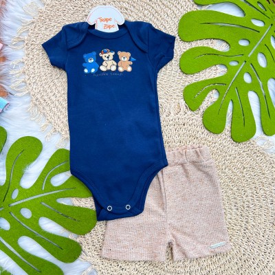 Conj body Ursinhos Adorable Friends Marinho e Short 